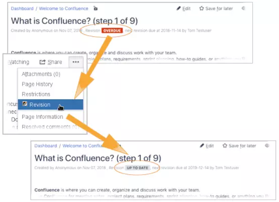 Confluence Wikis - Beispiel Userführung beim Teamworkx Revision for Confluence